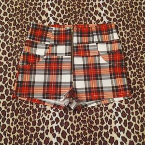 High waisted plaid shorts